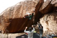 Bouldering in Hueco Tanks on 03/10/2019 with Blue Lizard Climbing and Yoga

Filename: SRM_20190310_1110520.jpg
Aperture: f/5.6
Shutter Speed: 1/500
Body: Canon EOS-1D Mark II
Lens: Canon EF 16-35mm f/2.8 L