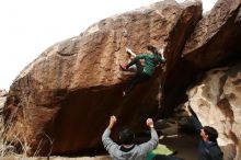 Bouldering in Hueco Tanks on 03/10/2019 with Blue Lizard Climbing and Yoga

Filename: SRM_20190310_1111010.jpg
Aperture: f/5.6
Shutter Speed: 1/800
Body: Canon EOS-1D Mark II
Lens: Canon EF 16-35mm f/2.8 L