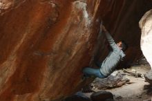 Bouldering in Hueco Tanks on 03/10/2019 with Blue Lizard Climbing and Yoga

Filename: SRM_20190310_1133481.jpg
Aperture: f/2.8
Shutter Speed: 1/320
Body: Canon EOS-1D Mark II
Lens: Canon EF 50mm f/1.8 II