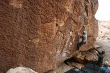 Bouldering in Hueco Tanks on 03/10/2019 with Blue Lizard Climbing and Yoga

Filename: SRM_20190310_1456490.jpg
Aperture: f/5.6
Shutter Speed: 1/320
Body: Canon EOS-1D Mark II
Lens: Canon EF 16-35mm f/2.8 L