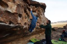 Bouldering in Hueco Tanks on 03/15/2019 with Blue Lizard Climbing and Yoga

Filename: SRM_20190315_0851410.jpg
Aperture: f/5.6
Shutter Speed: 1/400
Body: Canon EOS-1D Mark II
Lens: Canon EF 16-35mm f/2.8 L