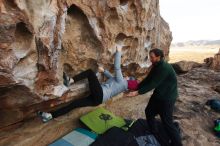 Bouldering in Hueco Tanks on 03/15/2019 with Blue Lizard Climbing and Yoga

Filename: SRM_20190315_0901360.jpg
Aperture: f/5.6
Shutter Speed: 1/320
Body: Canon EOS-1D Mark II
Lens: Canon EF 16-35mm f/2.8 L