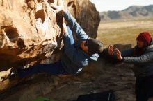 Bouldering in Hueco Tanks on 03/15/2019 with Blue Lizard Climbing and Yoga

Filename: SRM_20190315_0907480.jpg
Aperture: f/2.8
Shutter Speed: 1/640
Body: Canon EOS-1D Mark II
Lens: Canon EF 50mm f/1.8 II