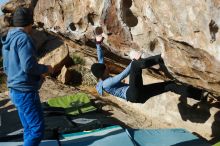 Bouldering in Hueco Tanks on 03/15/2019 with Blue Lizard Climbing and Yoga

Filename: SRM_20190315_0914240.jpg
Aperture: f/2.8
Shutter Speed: 1/3200
Body: Canon EOS-1D Mark II
Lens: Canon EF 50mm f/1.8 II