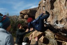 Bouldering in Hueco Tanks on 03/15/2019 with Blue Lizard Climbing and Yoga

Filename: SRM_20190315_0924180.jpg
Aperture: f/4.0
Shutter Speed: 1/800
Body: Canon EOS-1D Mark II
Lens: Canon EF 50mm f/1.8 II