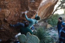 Bouldering in Hueco Tanks on 03/15/2019 with Blue Lizard Climbing and Yoga

Filename: SRM_20190315_1006030.jpg
Aperture: f/4.0
Shutter Speed: 1/320
Body: Canon EOS-1D Mark II
Lens: Canon EF 50mm f/1.8 II