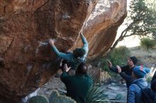 Bouldering in Hueco Tanks on 03/15/2019 with Blue Lizard Climbing and Yoga

Filename: SRM_20190315_1006110.jpg
Aperture: f/4.0
Shutter Speed: 1/400
Body: Canon EOS-1D Mark II
Lens: Canon EF 50mm f/1.8 II