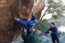 Bouldering in Hueco Tanks on 03/15/2019 with Blue Lizard Climbing and Yoga

Filename: SRM_20190315_1008130.jpg
Aperture: f/4.0
Shutter Speed: 1/320
Body: Canon EOS-1D Mark II
Lens: Canon EF 50mm f/1.8 II