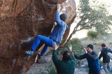 Bouldering in Hueco Tanks on 03/15/2019 with Blue Lizard Climbing and Yoga

Filename: SRM_20190315_1008171.jpg
Aperture: f/4.0
Shutter Speed: 1/320
Body: Canon EOS-1D Mark II
Lens: Canon EF 50mm f/1.8 II