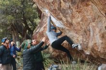 Bouldering in Hueco Tanks on 03/15/2019 with Blue Lizard Climbing and Yoga

Filename: SRM_20190315_1052560.jpg
Aperture: f/4.0
Shutter Speed: 1/640
Body: Canon EOS-1D Mark II
Lens: Canon EF 50mm f/1.8 II