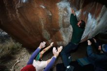 Bouldering in Hueco Tanks on 03/15/2019 with Blue Lizard Climbing and Yoga

Filename: SRM_20190315_1323230.jpg
Aperture: f/8.0
Shutter Speed: 1/250
Body: Canon EOS-1D Mark II
Lens: Canon EF 16-35mm f/2.8 L