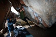 Bouldering in Hueco Tanks on 03/15/2019 with Blue Lizard Climbing and Yoga

Filename: SRM_20190315_1328330.jpg
Aperture: f/8.0
Shutter Speed: 1/250
Body: Canon EOS-1D Mark II
Lens: Canon EF 16-35mm f/2.8 L