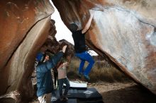 Bouldering in Hueco Tanks on 03/15/2019 with Blue Lizard Climbing and Yoga

Filename: SRM_20190315_1330230.jpg
Aperture: f/8.0
Shutter Speed: 1/250
Body: Canon EOS-1D Mark II
Lens: Canon EF 16-35mm f/2.8 L