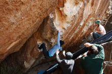 Bouldering in Hueco Tanks on 03/15/2019 with Blue Lizard Climbing and Yoga

Filename: SRM_20190315_1349120.jpg
Aperture: f/5.6
Shutter Speed: 1/400
Body: Canon EOS-1D Mark II
Lens: Canon EF 16-35mm f/2.8 L