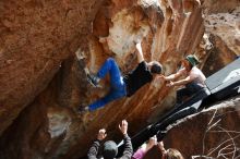 Bouldering in Hueco Tanks on 03/15/2019 with Blue Lizard Climbing and Yoga

Filename: SRM_20190315_1406070.jpg
Aperture: f/5.6
Shutter Speed: 1/800
Body: Canon EOS-1D Mark II
Lens: Canon EF 16-35mm f/2.8 L