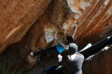 Bouldering in Hueco Tanks on 03/15/2019 with Blue Lizard Climbing and Yoga

Filename: SRM_20190315_1409520.jpg
Aperture: f/5.6
Shutter Speed: 1/320
Body: Canon EOS-1D Mark II
Lens: Canon EF 16-35mm f/2.8 L