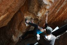 Bouldering in Hueco Tanks on 03/15/2019 with Blue Lizard Climbing and Yoga

Filename: SRM_20190315_1409560.jpg
Aperture: f/5.6
Shutter Speed: 1/320
Body: Canon EOS-1D Mark II
Lens: Canon EF 16-35mm f/2.8 L