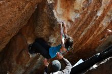 Bouldering in Hueco Tanks on 03/15/2019 with Blue Lizard Climbing and Yoga

Filename: SRM_20190315_1410070.jpg
Aperture: f/5.6
Shutter Speed: 1/320
Body: Canon EOS-1D Mark II
Lens: Canon EF 16-35mm f/2.8 L