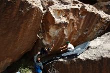 Bouldering in Hueco Tanks on 03/15/2019 with Blue Lizard Climbing and Yoga

Filename: SRM_20190315_1424050.jpg
Aperture: f/5.6
Shutter Speed: 1/800
Body: Canon EOS-1D Mark II
Lens: Canon EF 16-35mm f/2.8 L