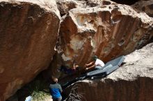 Bouldering in Hueco Tanks on 03/15/2019 with Blue Lizard Climbing and Yoga

Filename: SRM_20190315_1424160.jpg
Aperture: f/5.6
Shutter Speed: 1/800
Body: Canon EOS-1D Mark II
Lens: Canon EF 16-35mm f/2.8 L