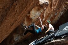 Bouldering in Hueco Tanks on 03/15/2019 with Blue Lizard Climbing and Yoga

Filename: SRM_20190315_1427550.jpg
Aperture: f/5.6
Shutter Speed: 1/800
Body: Canon EOS-1D Mark II
Lens: Canon EF 16-35mm f/2.8 L