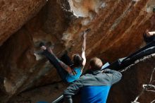 Bouldering in Hueco Tanks on 03/15/2019 with Blue Lizard Climbing and Yoga

Filename: SRM_20190315_1431460.jpg
Aperture: f/5.6
Shutter Speed: 1/640
Body: Canon EOS-1D Mark II
Lens: Canon EF 50mm f/1.8 II