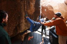 Bouldering in Hueco Tanks on 03/15/2019 with Blue Lizard Climbing and Yoga

Filename: SRM_20190315_1646550.jpg
Aperture: f/3.2
Shutter Speed: 1/100
Body: Canon EOS-1D Mark II
Lens: Canon EF 16-35mm f/2.8 L