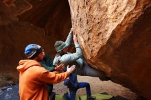 Bouldering in Hueco Tanks on 03/15/2019 with Blue Lizard Climbing and Yoga

Filename: SRM_20190315_1659590.jpg
Aperture: f/5.0
Shutter Speed: 1/100
Body: Canon EOS-1D Mark II
Lens: Canon EF 16-35mm f/2.8 L