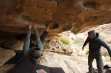 Bouldering in Hueco Tanks on 03/16/2019 with Blue Lizard Climbing and Yoga

Filename: SRM_20190316_1221270.jpg
Aperture: f/8.0
Shutter Speed: 1/160
Body: Canon EOS-1D Mark II
Lens: Canon EF 16-35mm f/2.8 L