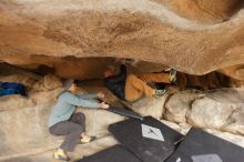 Bouldering in Hueco Tanks on 03/16/2019 with Blue Lizard Climbing and Yoga

Filename: SRM_20190316_1223080.jpg
Aperture: f/2.8
Shutter Speed: 1/400
Body: Canon EOS-1D Mark II
Lens: Canon EF 16-35mm f/2.8 L