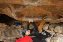 Bouldering in Hueco Tanks on 03/16/2019 with Blue Lizard Climbing and Yoga

Filename: SRM_20190316_1223270.jpg
Aperture: f/6.3
Shutter Speed: 1/160
Body: Canon EOS-1D Mark II
Lens: Canon EF 16-35mm f/2.8 L