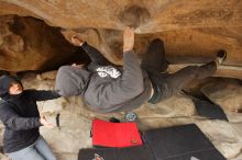 Bouldering in Hueco Tanks on 03/16/2019 with Blue Lizard Climbing and Yoga

Filename: SRM_20190316_1231180.jpg
Aperture: f/4.0
Shutter Speed: 1/500
Body: Canon EOS-1D Mark II
Lens: Canon EF 16-35mm f/2.8 L