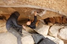 Bouldering in Hueco Tanks on 03/16/2019 with Blue Lizard Climbing and Yoga

Filename: SRM_20190316_1238480.jpg
Aperture: f/2.8
Shutter Speed: 1/250
Body: Canon EOS-1D Mark II
Lens: Canon EF 16-35mm f/2.8 L