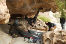 Bouldering in Hueco Tanks on 03/16/2019 with Blue Lizard Climbing and Yoga

Filename: SRM_20190316_1247540.jpg
Aperture: f/2.8
Shutter Speed: 1/640
Body: Canon EOS-1D Mark II
Lens: Canon EF 50mm f/1.8 II