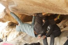 Bouldering in Hueco Tanks on 03/16/2019 with Blue Lizard Climbing and Yoga

Filename: SRM_20190316_1251550.jpg
Aperture: f/2.8
Shutter Speed: 1/200
Body: Canon EOS-1D Mark II
Lens: Canon EF 50mm f/1.8 II