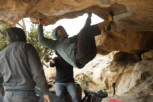 Bouldering in Hueco Tanks on 03/16/2019 with Blue Lizard Climbing and Yoga

Filename: SRM_20190316_1252100.jpg
Aperture: f/2.8
Shutter Speed: 1/800
Body: Canon EOS-1D Mark II
Lens: Canon EF 50mm f/1.8 II