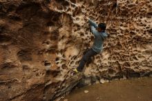 Bouldering in Hueco Tanks on 03/16/2019 with Blue Lizard Climbing and Yoga

Filename: SRM_20190316_1406360.jpg
Aperture: f/6.3
Shutter Speed: 1/60
Body: Canon EOS-1D Mark II
Lens: Canon EF 16-35mm f/2.8 L