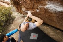 Bouldering in Hueco Tanks on 03/16/2019 with Blue Lizard Climbing and Yoga

Filename: SRM_20190316_1457260.jpg
Aperture: f/5.6
Shutter Speed: 1/320
Body: Canon EOS-1D Mark II
Lens: Canon EF 16-35mm f/2.8 L