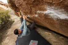 Bouldering in Hueco Tanks on 03/16/2019 with Blue Lizard Climbing and Yoga

Filename: SRM_20190316_1500210.jpg
Aperture: f/5.6
Shutter Speed: 1/320
Body: Canon EOS-1D Mark II
Lens: Canon EF 16-35mm f/2.8 L