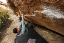 Bouldering in Hueco Tanks on 03/16/2019 with Blue Lizard Climbing and Yoga

Filename: SRM_20190316_1500211.jpg
Aperture: f/5.6
Shutter Speed: 1/320
Body: Canon EOS-1D Mark II
Lens: Canon EF 16-35mm f/2.8 L