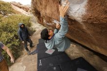 Bouldering in Hueco Tanks on 03/16/2019 with Blue Lizard Climbing and Yoga

Filename: SRM_20190316_1514340.jpg
Aperture: f/5.6
Shutter Speed: 1/400
Body: Canon EOS-1D Mark II
Lens: Canon EF 16-35mm f/2.8 L