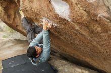 Bouldering in Hueco Tanks on 03/16/2019 with Blue Lizard Climbing and Yoga

Filename: SRM_20190316_1520420.jpg
Aperture: f/2.8
Shutter Speed: 1/250
Body: Canon EOS-1D Mark II
Lens: Canon EF 50mm f/1.8 II