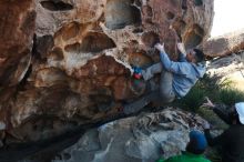 Bouldering in Hueco Tanks on 03/17/2019 with Blue Lizard Climbing and Yoga

Filename: SRM_20190317_0922310.jpg
Aperture: f/4.0
Shutter Speed: 1/400
Body: Canon EOS-1D Mark II
Lens: Canon EF 50mm f/1.8 II