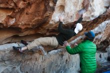 Bouldering in Hueco Tanks on 03/17/2019 with Blue Lizard Climbing and Yoga

Filename: SRM_20190317_0935280.jpg
Aperture: f/4.0
Shutter Speed: 1/200
Body: Canon EOS-1D Mark II
Lens: Canon EF 50mm f/1.8 II