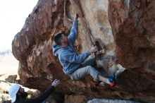 Bouldering in Hueco Tanks on 03/17/2019 with Blue Lizard Climbing and Yoga

Filename: SRM_20190317_0946160.jpg
Aperture: f/4.0
Shutter Speed: 1/400
Body: Canon EOS-1D Mark II
Lens: Canon EF 50mm f/1.8 II
