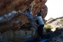 Bouldering in Hueco Tanks on 03/17/2019 with Blue Lizard Climbing and Yoga

Filename: SRM_20190317_1009453.jpg
Aperture: f/4.0
Shutter Speed: 1/640
Body: Canon EOS-1D Mark II
Lens: Canon EF 50mm f/1.8 II