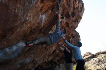 Bouldering in Hueco Tanks on 03/17/2019 with Blue Lizard Climbing and Yoga

Filename: SRM_20190317_1010000.jpg
Aperture: f/4.0
Shutter Speed: 1/800
Body: Canon EOS-1D Mark II
Lens: Canon EF 50mm f/1.8 II