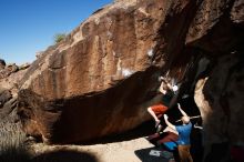 Bouldering in Hueco Tanks on 03/17/2019 with Blue Lizard Climbing and Yoga

Filename: SRM_20190317_1101310.jpg
Aperture: f/5.6
Shutter Speed: 1/250
Body: Canon EOS-1D Mark II
Lens: Canon EF 16-35mm f/2.8 L