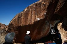 Bouldering in Hueco Tanks on 03/17/2019 with Blue Lizard Climbing and Yoga

Filename: SRM_20190317_1116090.jpg
Aperture: f/6.3
Shutter Speed: 1/250
Body: Canon EOS-1D Mark II
Lens: Canon EF 16-35mm f/2.8 L