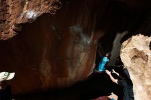 Bouldering in Hueco Tanks on 03/17/2019 with Blue Lizard Climbing and Yoga

Filename: SRM_20190317_1138360.jpg
Aperture: f/6.3
Shutter Speed: 1/250
Body: Canon EOS-1D Mark II
Lens: Canon EF 16-35mm f/2.8 L